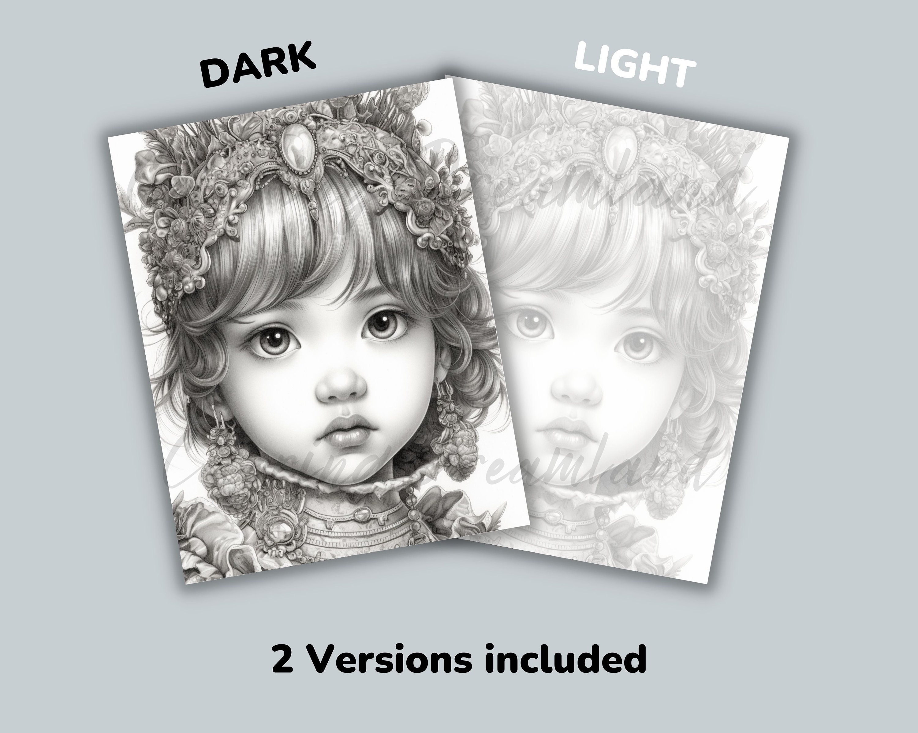 Princess Coloring Pages Book, Cute Princess Grayscale Coloring Book ...