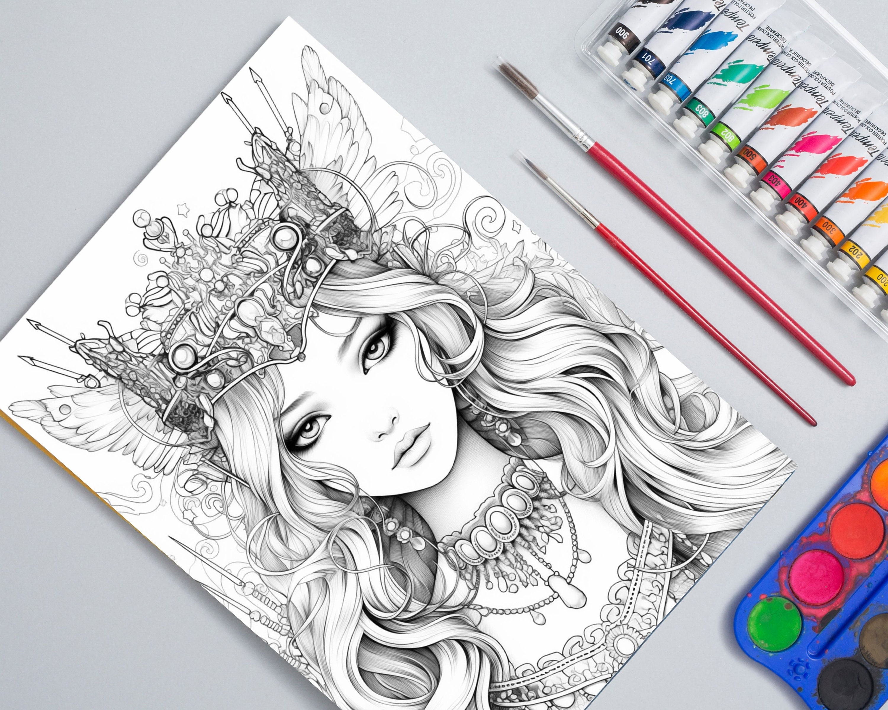 Queen Coloring Book Queen Coloring Pages cute Queen - Etsy