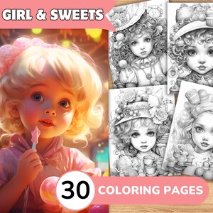 Girl Coloring Pages, Girl Coloring Book, Baby Grayscale Coloring, Sweet Coloring Book, Sweet Coloring Pages