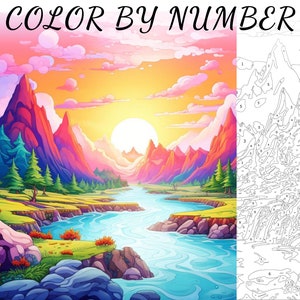 Color By Number, Paint By Number, Paint Number Adult, Coloring Numbered, Color By Number For Adults, Landscape Coloring