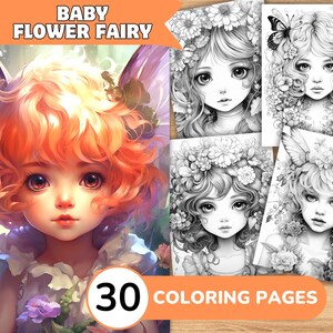 Flower Fairy Coloring Pages, Flower Fairy Coloring Book, Cute Fairy Coloring, Baby Fairy Coloring Book, Flower Coloring