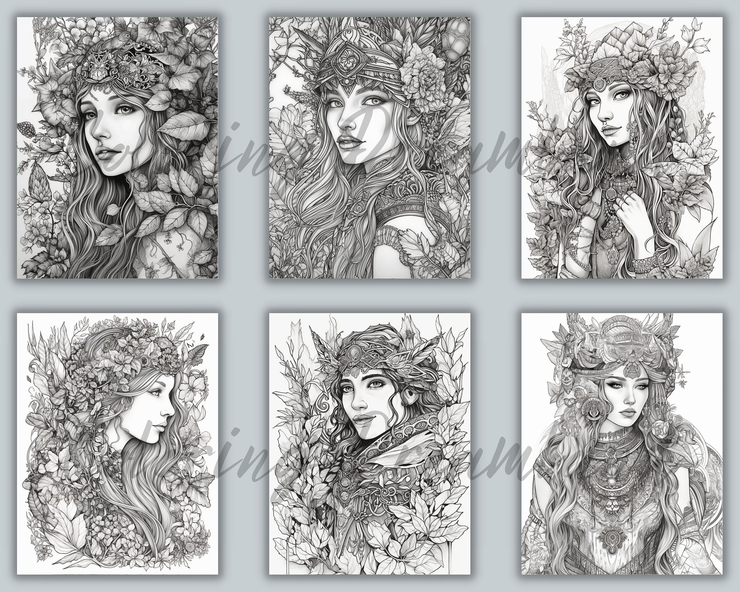 Fantasy Elf Coloring Pages Book Fantasy Elf Coloring Pages - Etsy