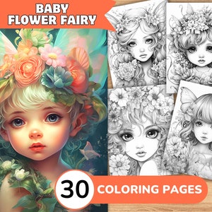 Flower Fairy Coloring Pages, Flower Fairy Coloring Book, Cute Fairy Coloring, Baby Fairy Coloring Book, Flower Coloring