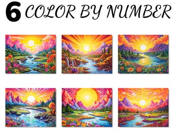 Color By Number, Paint By Number, Paint Number Adult, Coloring Numbered, Color By Number For Adults, Landscape Coloring