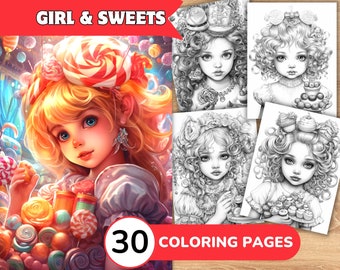 Girl Coloring Pages, Girl Coloring Book, Baby Grayscale Coloring, Sweet Coloring Book, Sweet Coloring Pages