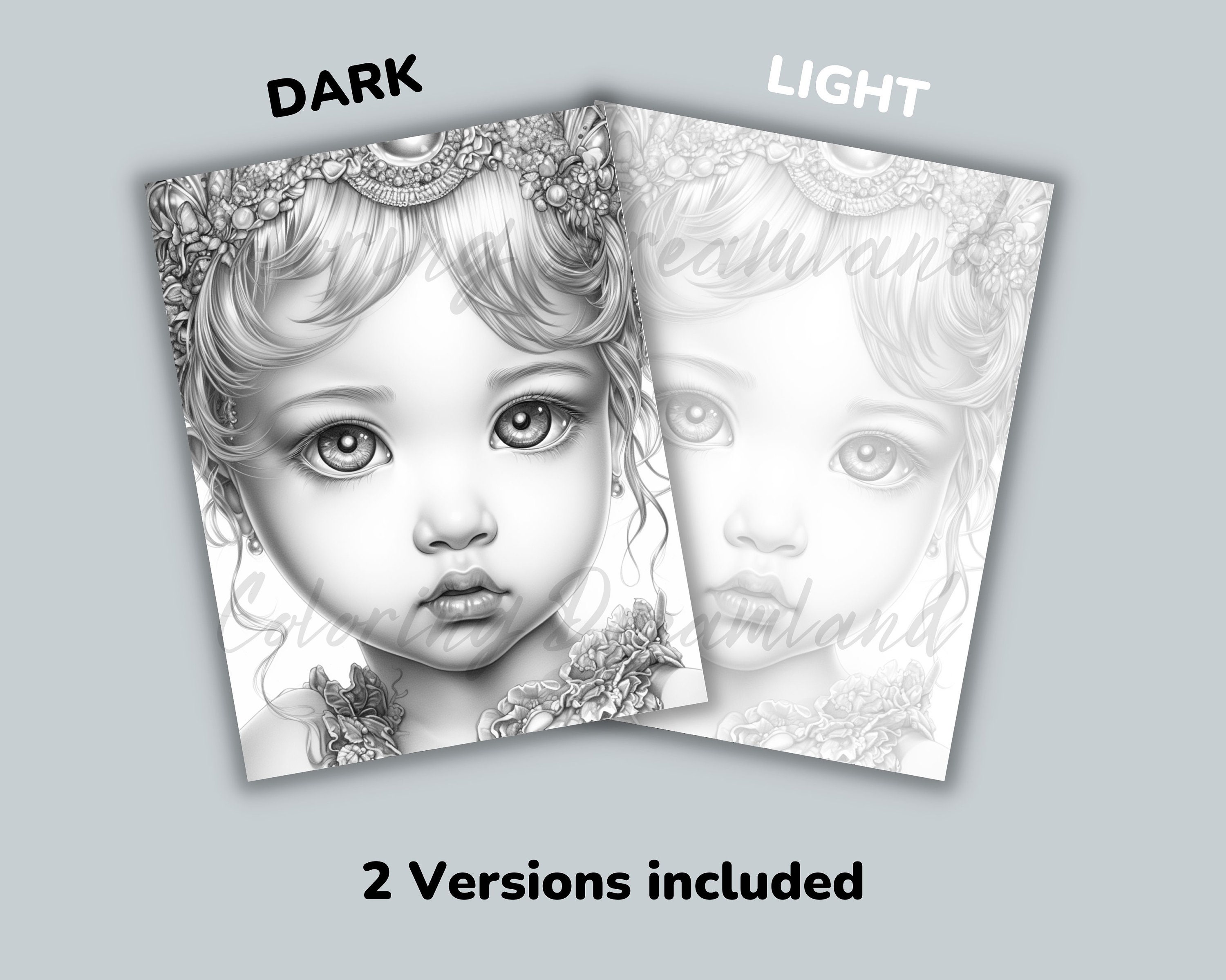 Princess Coloring Pages Book Cute Princess Grayscale Coloring - Etsy
