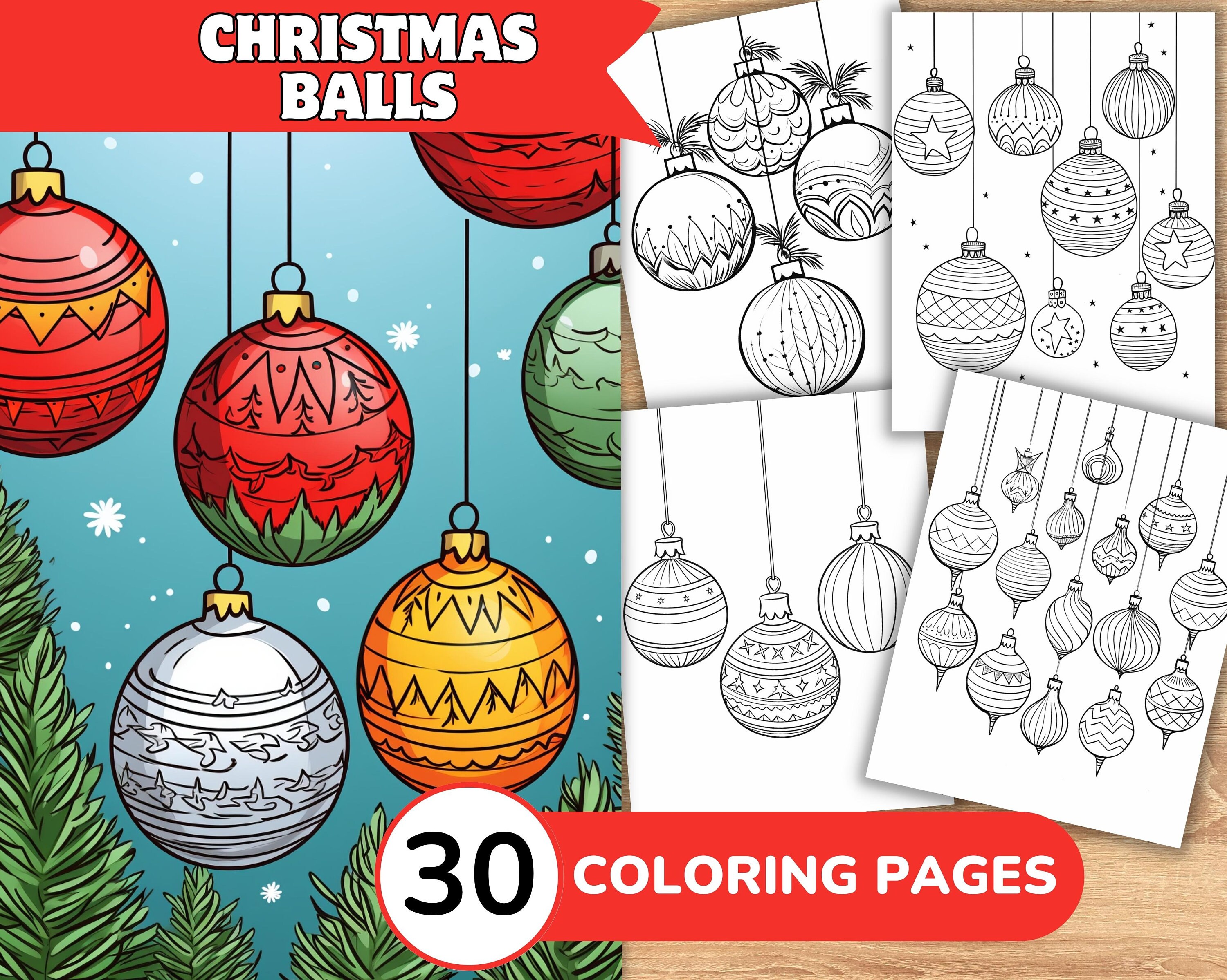 Christmas Balls Colouring Pages