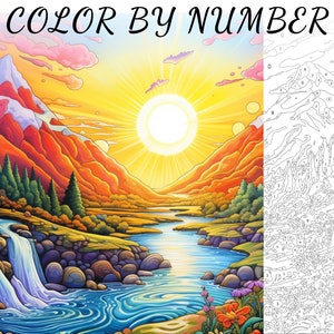 Color By Number, Paint By Number, Paint Number Adult, Coloring Numbered, Color By Number For Adults, Landscape Coloring