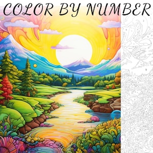 Color By Number, Paint By Number, Paint Number Adult, Coloring Numbered, Color By Number For Adults, Landscape Coloring