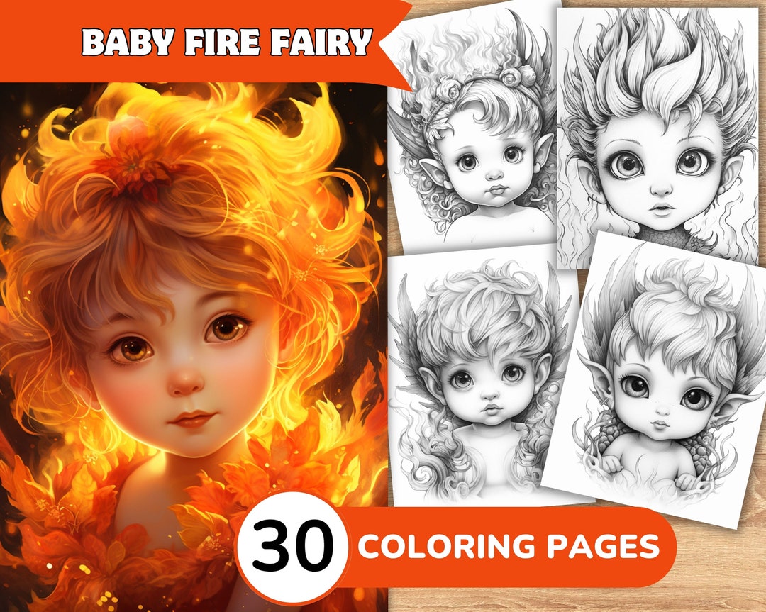 Fire Fairy Coloring Pages, Fire Fairy Coloring Book, Cute Fairy