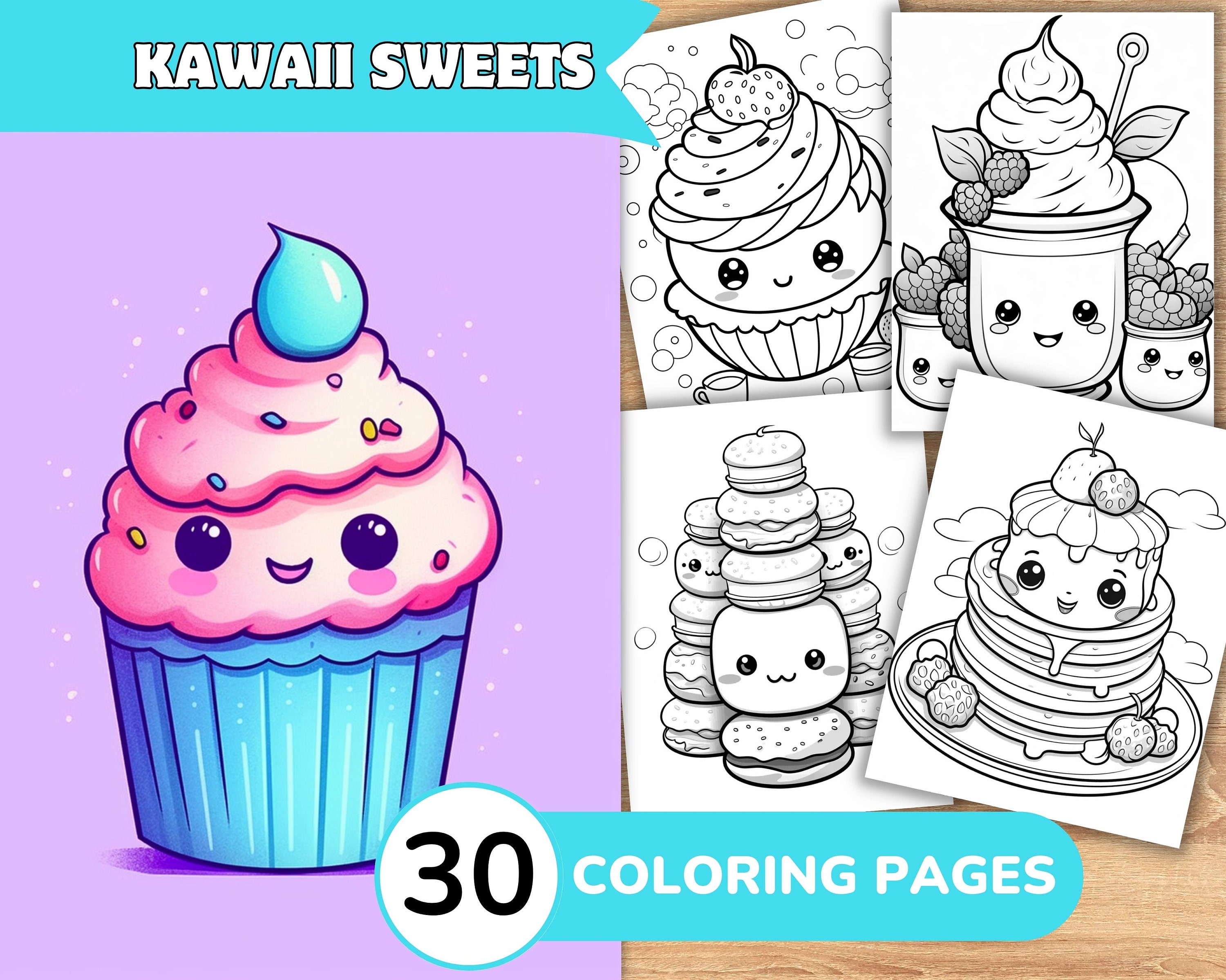 Kawaii CupCake Coloring Book: Cute coloring books for adults - Coloring  Pages for Adults and Kids (Anime and Manga Coloring Books) girls coloring