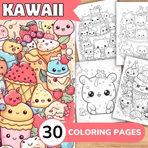 Kawaii Coloring Pages, Kawaii Coloring Book, Kawaii Coloring Template, Kawaii Digital Coloring, Printable Coloring Pages