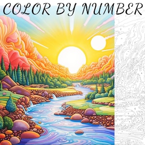 Color By Number, Paint By Number, Paint Number Adult, Coloring Numbered, Color By Number For Adults, Landscape Coloring