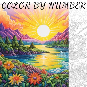 Color By Number, Paint By Number, Paint Number Adult, Coloring Numbered, Color By Number For Adults, Landscape Coloring