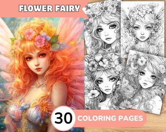 Flower Fairy Coloring Pages, Flower Fairy Coloring Book, Cute Fairy Coloring, Fairy Girl Coloring Book, Flower Coloring