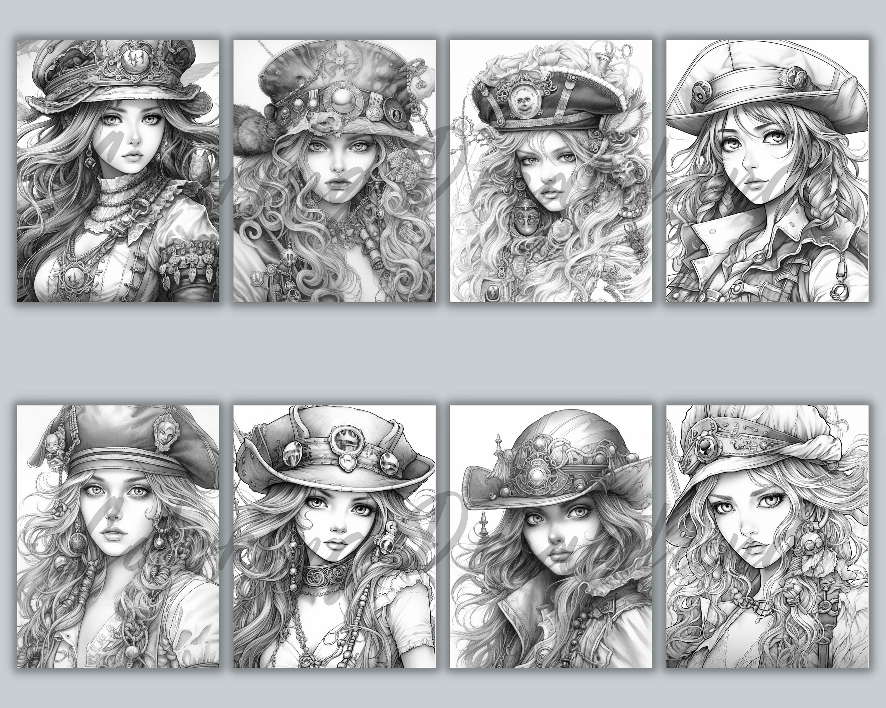 Pirate Girl Coloring Pages Pirate Girl Coloring Book Pirate - Etsy