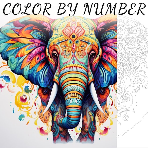 Paint by Number Elephant - Etsy