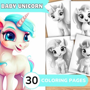 Unicorn Coloring Pages Book, Cute Unicorn Grayscale Coloring Book, Unicorn Coloring Grayscale, Unicorn Coloring Digital