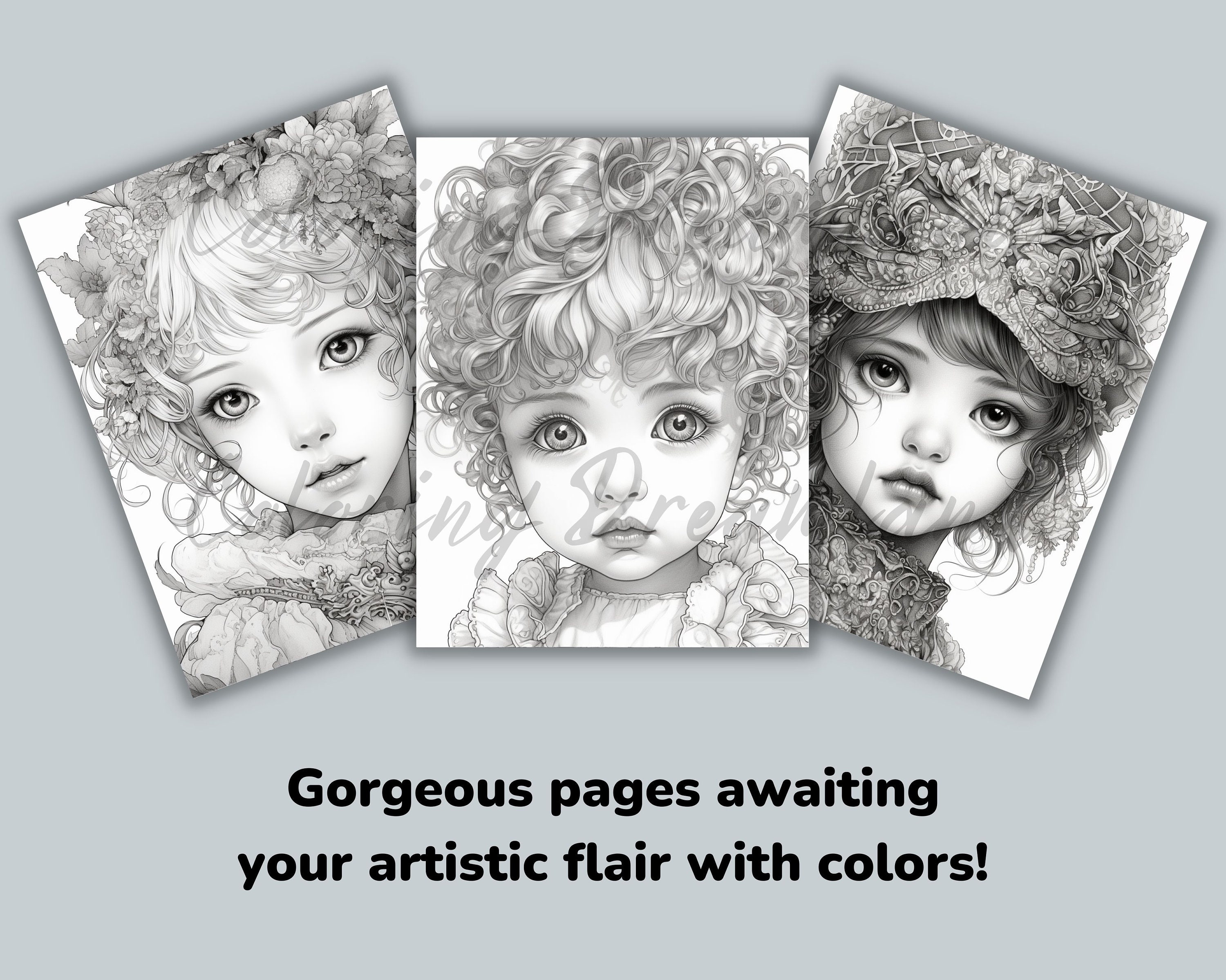 Princess Coloring Pages Book Cute Princess Grayscale Coloring - Etsy