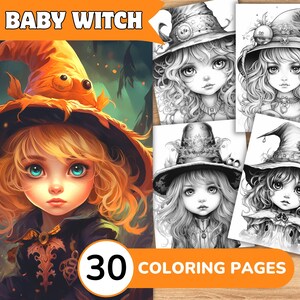 Witch Coloring Pages, Witch Coloring Book, Witch Grayscale Coloring, Girl Coloring Book, Girl Grayscale Coloring