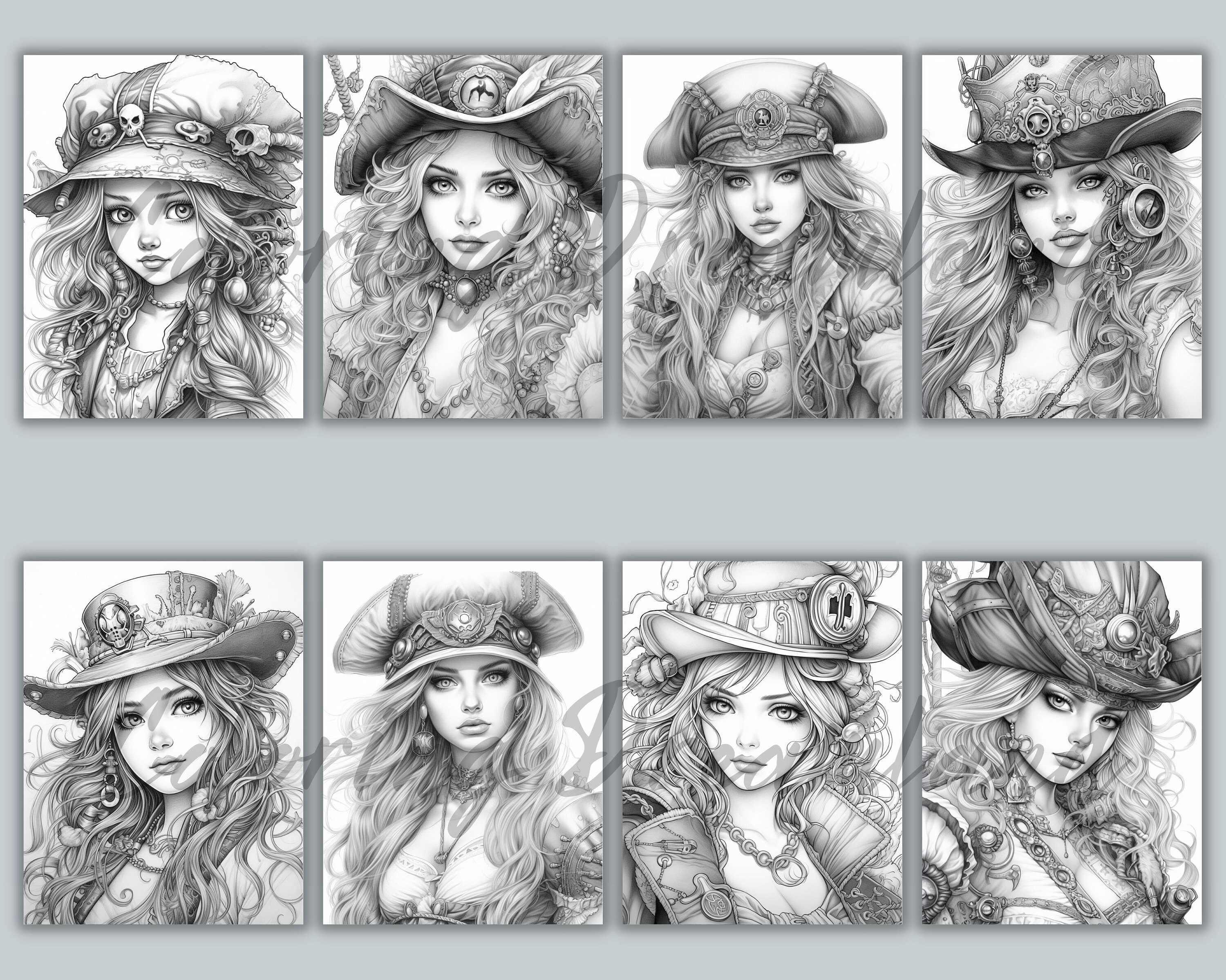 Pirate Girl Coloring Pages Pirate Girl Coloring Book Pirate Etsy