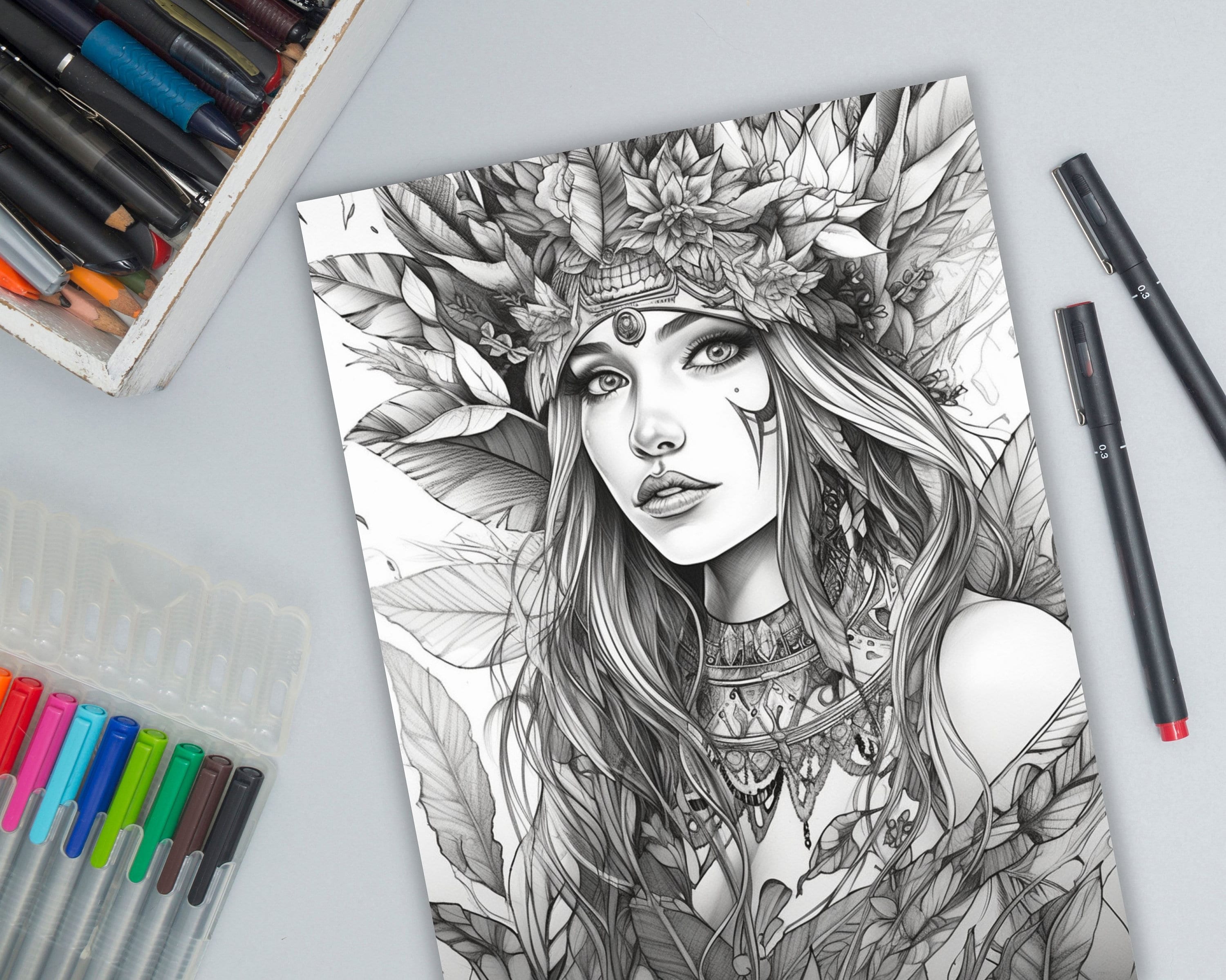 Fantasy Elf Coloring Pages Book Fantasy Elf Coloring Pages - Etsy