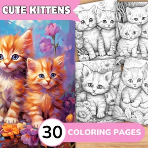 Kittens Coloring, Cats Coloring Book, Kittens Coloring Book, Cats Coloring Pages, Animal Coloring, Cute Animal Coloring