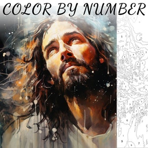 Color By Number, Paint By Number, Paint Number Adult, Coloring Numbered, Color By Number For Adults, Jesus Coloring