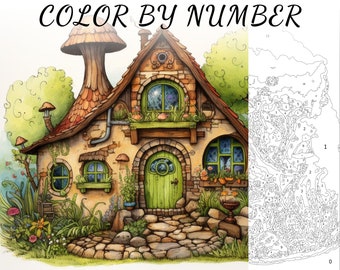 Color By Number, Paint By Number, Paint Number Adult, Coloring Numbered, Color By Number For Adults, House Coloring