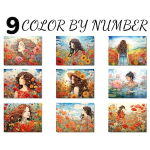 Color By Number, Paint By Number, Paint Number Adult, Coloring Numbered, Color By Number For Adults, Flower Coloring
