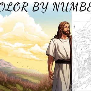Color By Number, Paint By Number, Paint Number Adult, Coloring Numbered, Color By Number For Adults, Jesus Coloring
