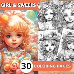 Girl Coloring Pages, Girl Coloring Book, Baby Grayscale Coloring, Sweet Coloring Book, Sweet Coloring Pages