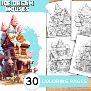 Ice Cream Houses Coloring Book, Sweet Coloring, House Coloring Pages, Fairy House Coloring, Cake Coloring
