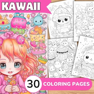 Kawaii Coloring Pages, Kawaii Coloring Book, Kawaii Coloring Template, Kawaii Digital Coloring, Printable Coloring Pages