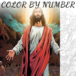 Color By Number, Paint By Number, Paint Number Adult, Coloring Numbered, Color By Number For Adults, Jesus Coloring