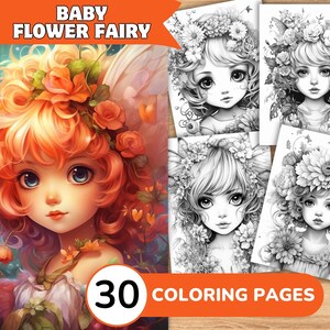 Flower Fairy Coloring Pages, Flower Fairy Coloring Book, Cute Fairy Coloring, Baby Fairy Coloring Book, Flower Coloring