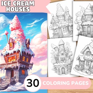 Ice Cream Houses Coloring Book, Sweet Coloring, House Coloring Pages, Fairy House Coloring, Cake Coloring