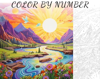 Color By Number, Paint By Number, Paint Number Adult, Coloring Numbered, Color By Number For Adults, Landscape Coloring