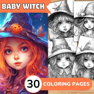 Witch Coloring Pages, Witch Coloring Book, Witch Grayscale Coloring, Girl Coloring Book, Girl Grayscale Coloring