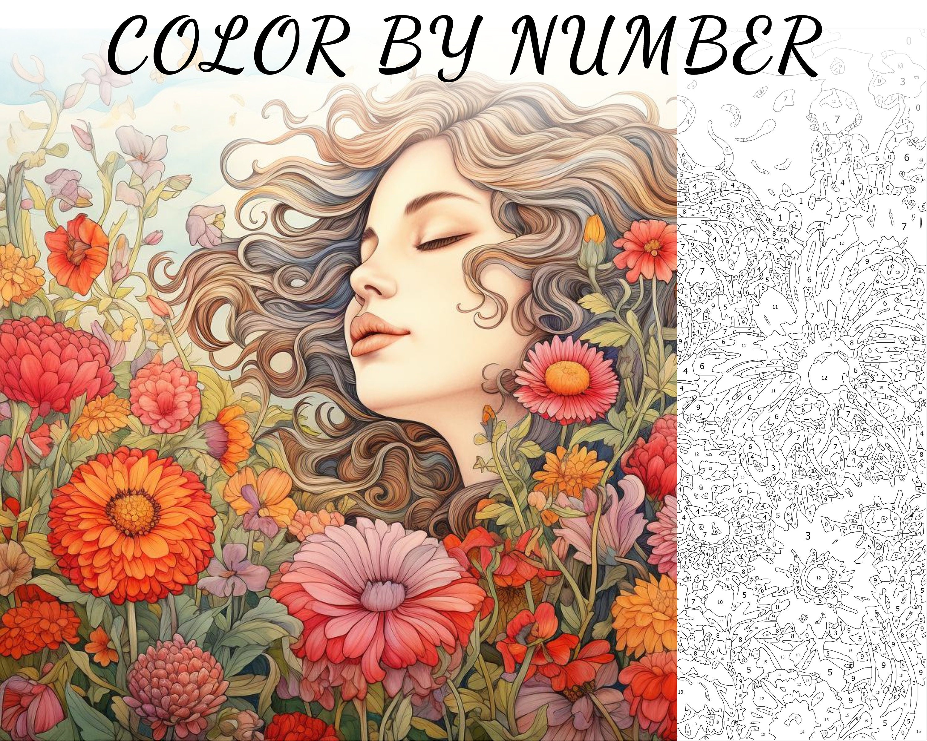 Color by Number Mandala Coloring Pages, Floral Mandala Coloring Book,  Coloring Activities for Adults or Kids 