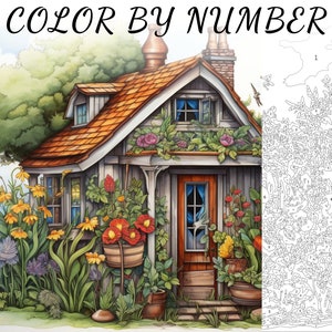 Color por número, Pintar por número, Pintar número adulto, Colorear numerado, Color por número para adultos, Colorear casa