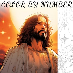 Color By Number, Paint By Number, Paint Number Adult, Coloring Numbered, Color By Number For Adults, Jesus Coloring