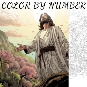 Color By Number, Paint By Number, Paint Number Adult, Coloring Numbered, Color By Number For Adults, Jesus Coloring