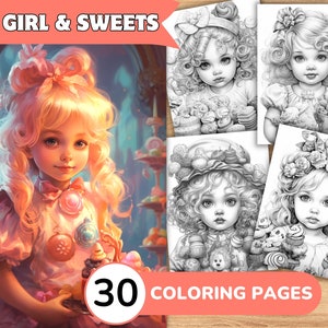 Girl Coloring Pages, Girl Coloring Book, Baby Grayscale Coloring, Sweet Coloring Book, Sweet Coloring Pages