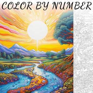 Color By Number, Paint By Number, Paint Number Adult, Coloring Numbered, Color By Number For Adults, Landscape Coloring