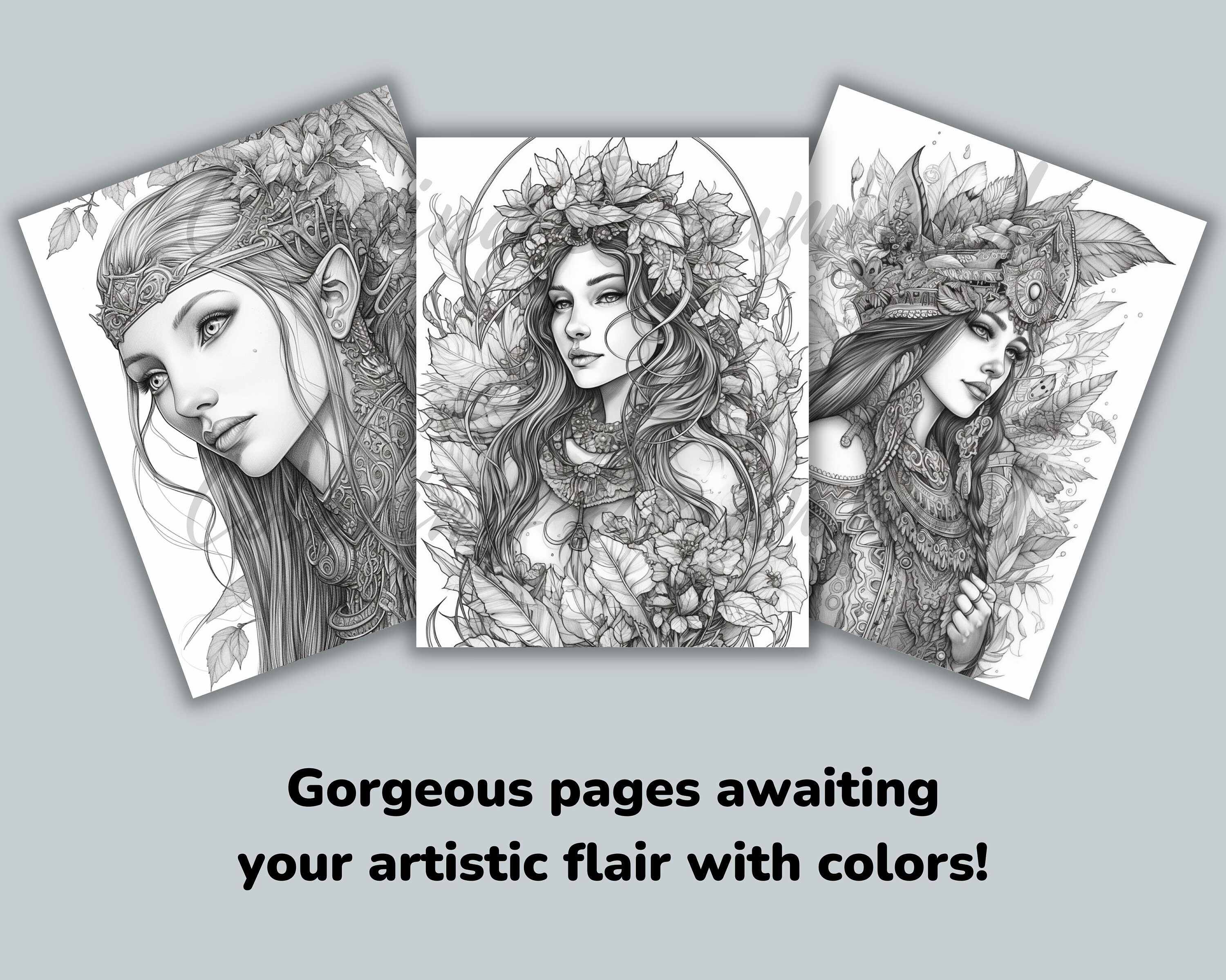Fantasy Elf Coloring Pages Book Fantasy Elf Coloring Pages - Etsy