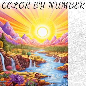 Color By Number, Paint By Number, Paint Number Adult, Coloring Numbered, Color By Number For Adults, Landscape Coloring