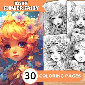 Flower Fairy Coloring Pages, Flower Fairy Coloring Book, Cute Fairy Coloring, Baby Fairy Coloring Book, Flower Coloring