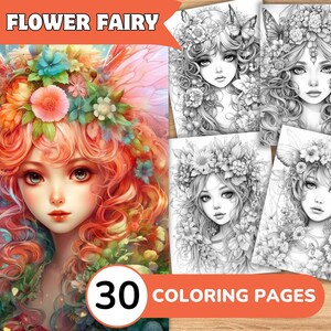 Flower Fairy Coloring Pages, Flower Fairy Coloring Book, Cute Fairy Coloring, Fairy Girl Coloring Book, Flower Coloring