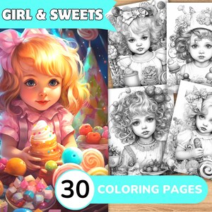Girl Coloring Pages, Girl Coloring Book, Baby Grayscale Coloring, Sweet Coloring Book, Sweet Coloring Pages